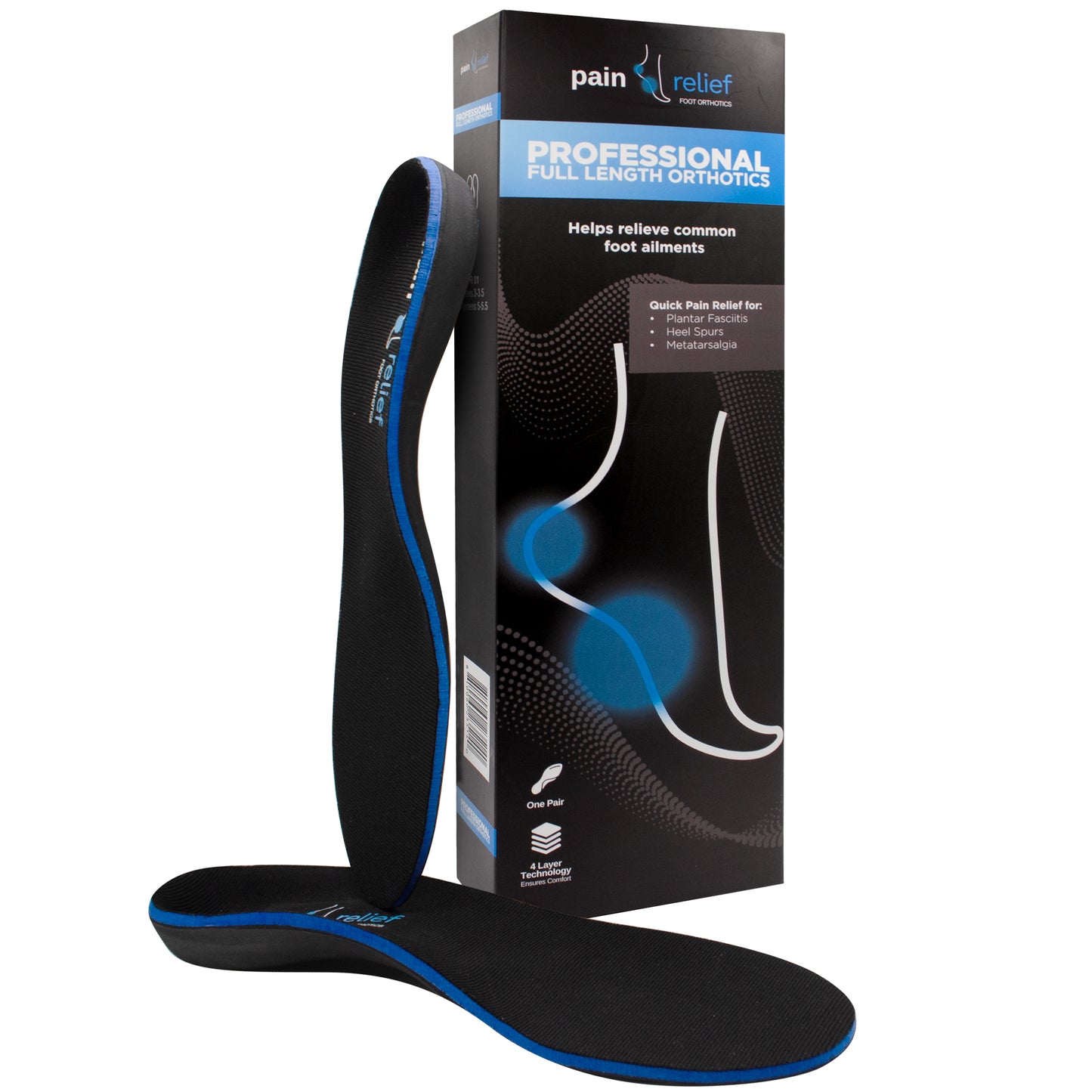 PAIN RELIEF FOOT ORTHOTICS MENS 4-4.5 / WOMENS 6-6.5